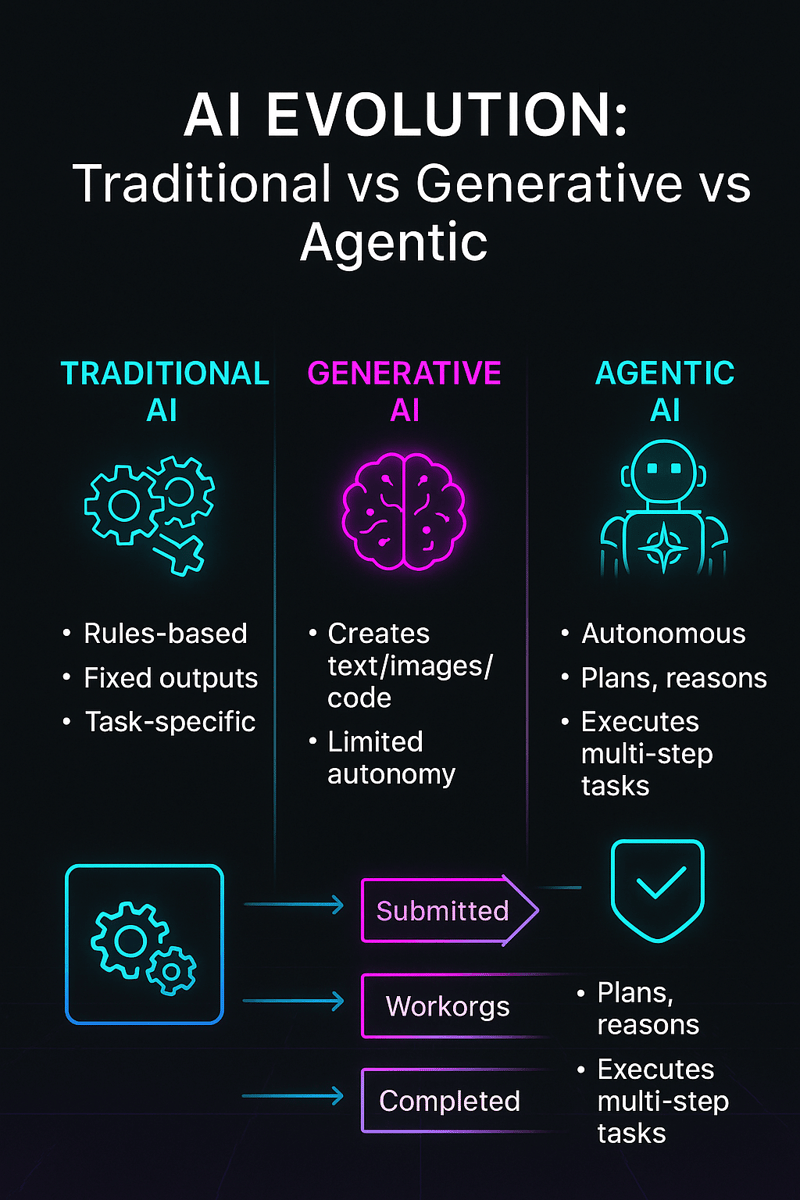 Ai evolution - traditional vs generative vs agentic