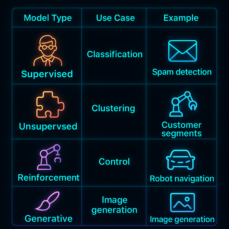 AI Model Types and when to use them