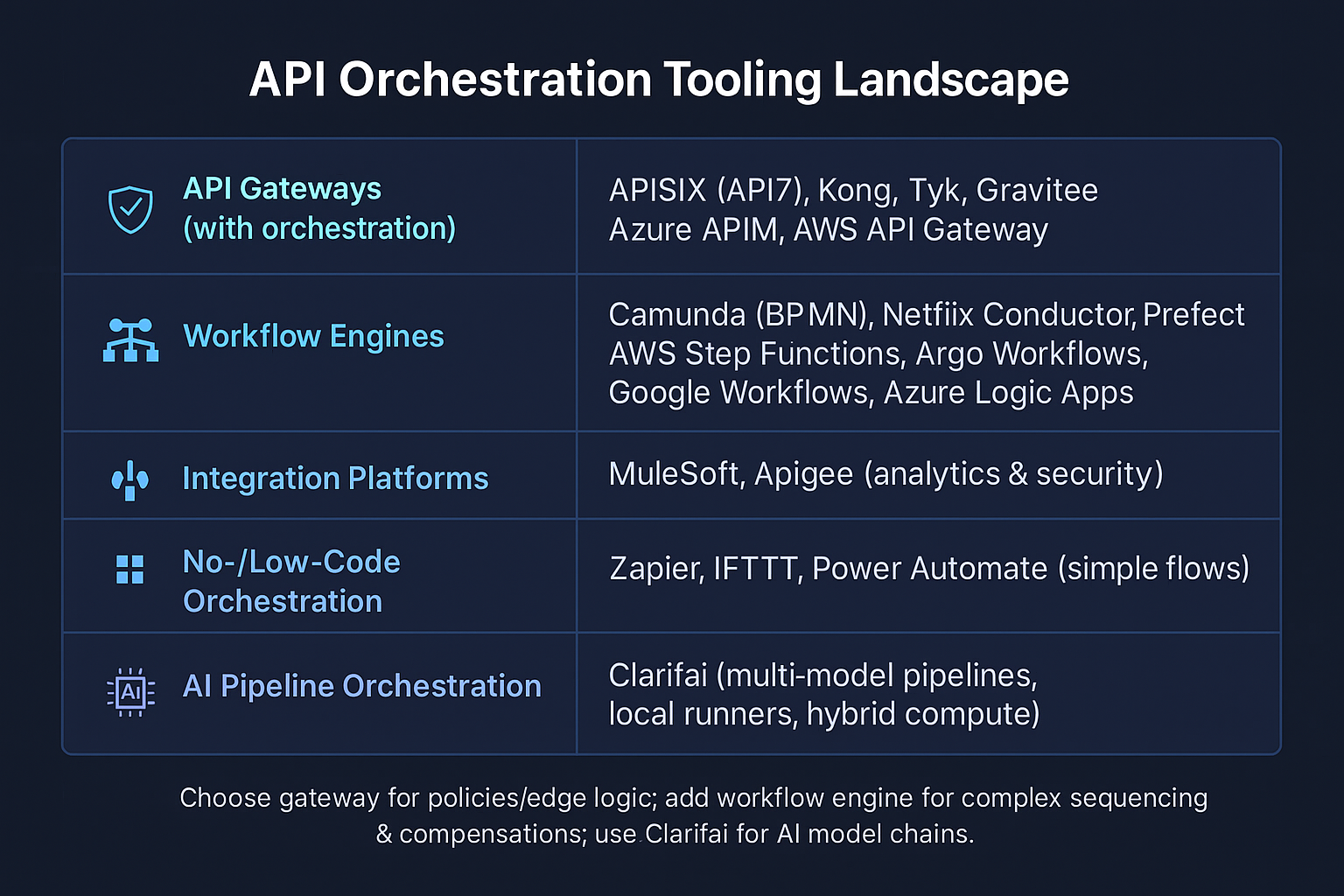 API Orchestration Tooling Landscape