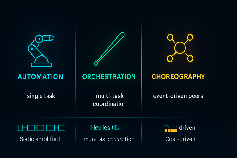 Orchestration vs. Automation vs. Choreography