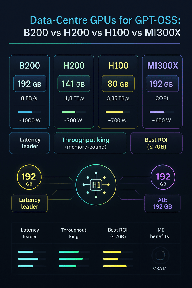 B200 vs H200 vs H100 vs MI300X