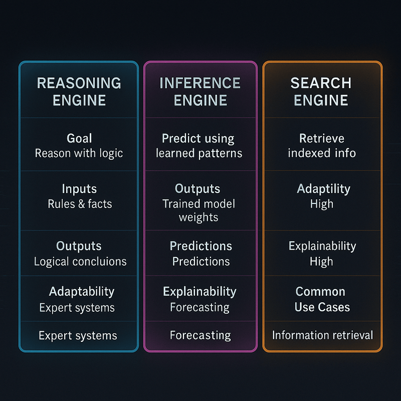 Reasoning Engine vs Inference Engine vs Search Engine