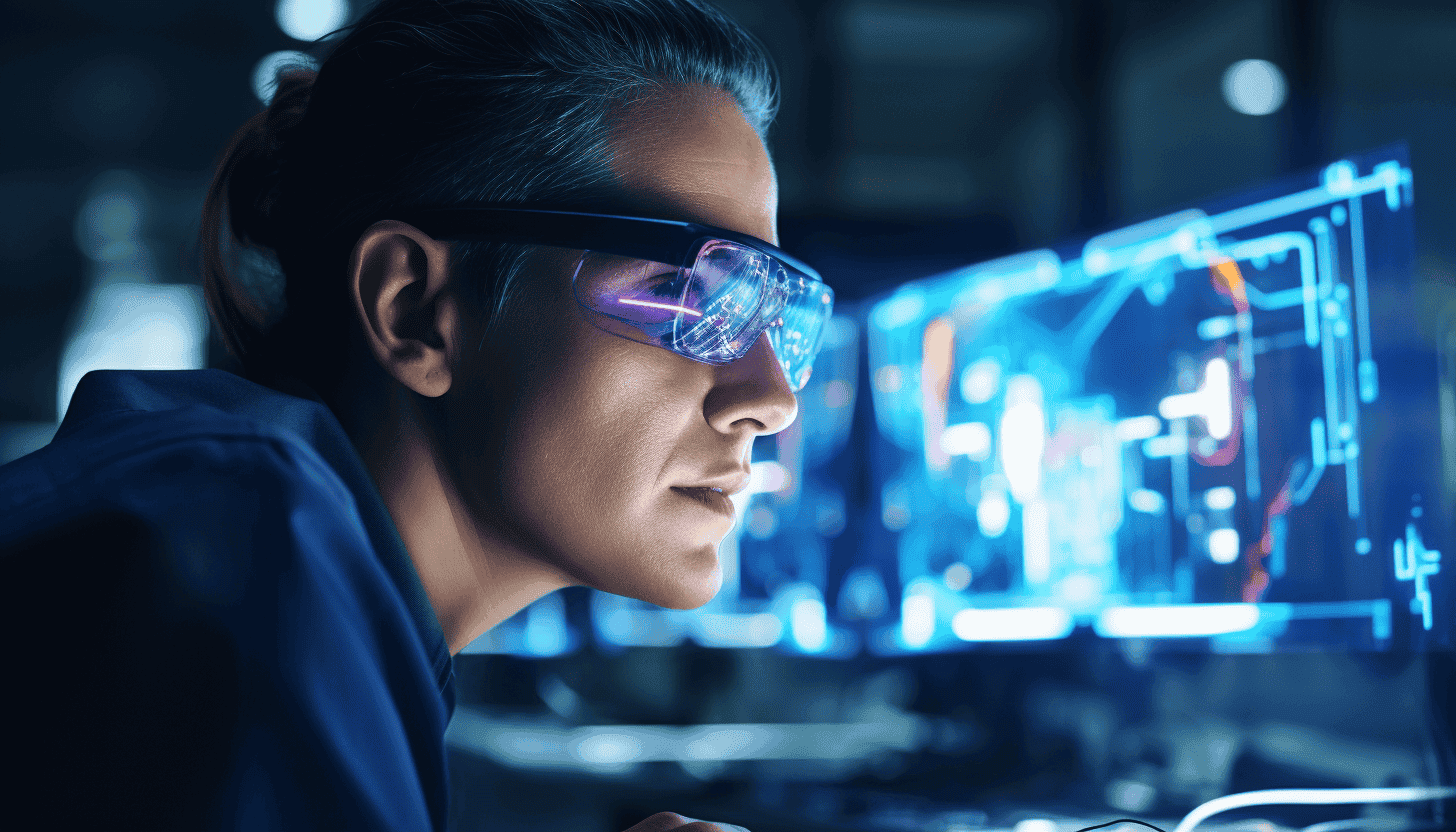 clarifai_Engineer_examining_AI_technology_with_reflection_on_ey_a55b8a48-a6b4-432b-88e0-2d83bf53ffa7